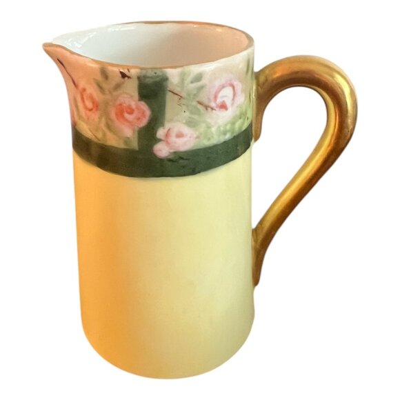 Vtg Hand Painted Ceramic Creamer Gold Handle Floral, Enid Dolay Bavaria Germany - Picture 1 of 4